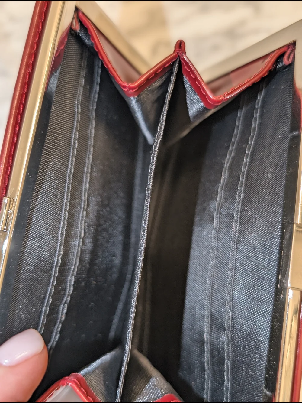 Nine West Burgundy Leather Wallet with Gold  Kisslock